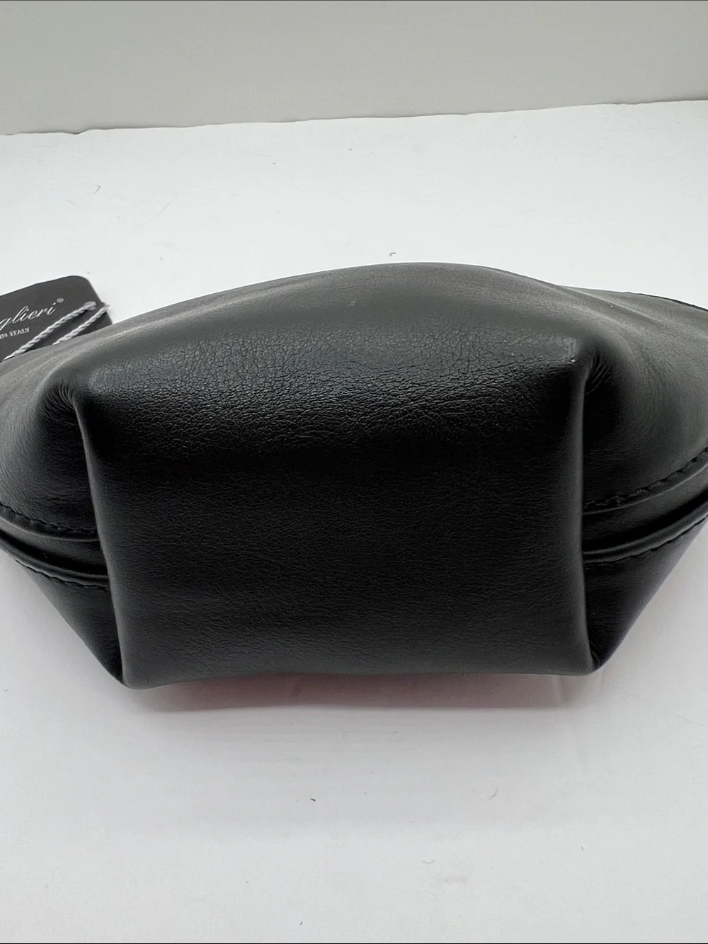 NWT ] Garuglieri Black Leather Cosmetic Case